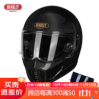 BEASLEY HELMETS 比斯力复古碳纤维摩托车头盔男机车巡航全盔赛博朋克3c认证 标配+茶色镜片 L码（推荐头围59~60）