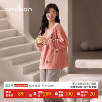 安之伴 真5折！！法兰绒长袖套头圆领卡通刺绣多色保暖舒适可外穿家居服套装