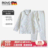 ROVO 月子服秋冬加厚空气棉产后哺乳睡衣三层夹棉蓄暖轻盈孕妇家居服 条纹熊 M