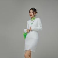 CHUU纯欲针织长袖连衣裙女春打底包臀a字短裙子