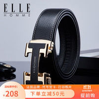 ELLE HOMME法国品牌皮带男真皮男士腰带高档自动扣裤带父亲 902035金色/【蓝色专柜礼盒】 115cm 可长度
