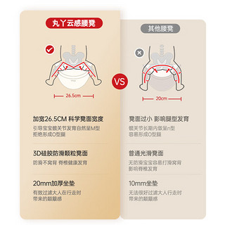 丸丫腰凳婴儿轻便宝宝背带多功能透气抱娃白金色