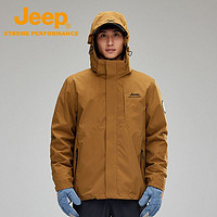 Jeep 吉普 户外秋冬款三合一冲锋衣防水登山服防风可拆卸保暖外套男