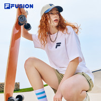 FILA FUSION斐乐潮牌款针织短袖T男2024夏多彩纯棉T恤女