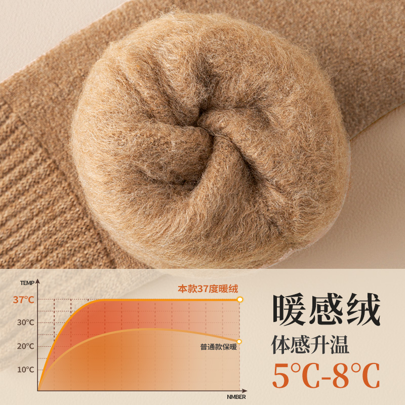 羊绒袜子女秋冬季中筒加绒加厚款保暖毛圈东北冬天羊毛超厚款长袜