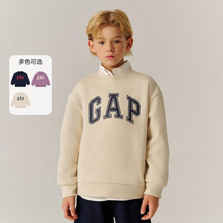 Gap 盖璞 男女童2024秋季字母logo印花套头抓绒卫衣上衣657254