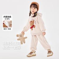 嘟嘟家 DUDUJIA【卡通贴布】女童套装加绒加厚冬装甜美儿童运动两件套保暖童装潮