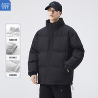 真维斯(Jeanswest)冬季保暖外套纯色休闲立领百搭棉服男潮流宽松加厚面包服上衣 黑色 XL