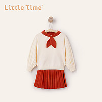 little time littletime童装2020春装新款女童学院风洋气红色针织毛衣裙两件套