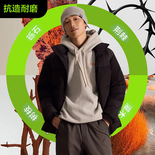 京东京造冬季运动户外羽绒服男士立领三防面包短款羽绒外套 黑色 M