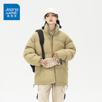真维斯棉服女士休闲棉袄保暖面包服宽松女装外套2024年秋冬冬装棉衣 卡其 纯色 L