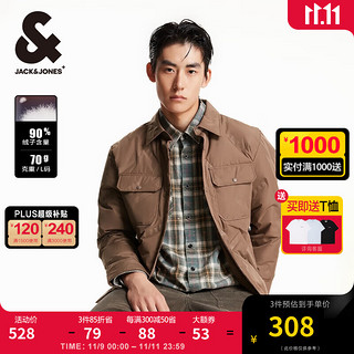 杰克·琼斯（JACK&JONES）秋季百搭通勤时尚翻领基础显瘦口袋羽绒服外套男装224423003 E13橡棕色 175/96A/M