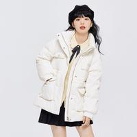森马 Semir【小香风搭配珍珠包】冬外套羽绒服女肌理中长款宽松立领