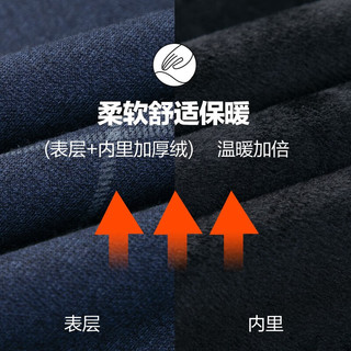雅鹿加绒假两件针织衫男秋冬保暖翻领中年男士休闲百搭简约打底衫 蓝色 175