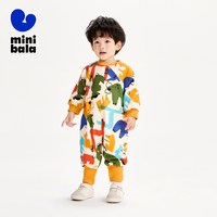 迷你巴拉 MINI BALA 巴拉男女童爬服哈衣宝宝儿童时尚春秋外出连体衣婴儿衣服