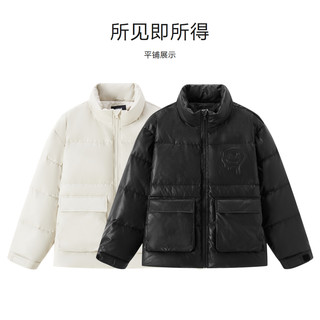 森马 Semir羽绒服男冬季款潮流款宽松工装风上衣男生PU仿皮质感外套时尚