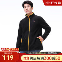 骆驼(CAMEL)瑜伽服加绒加厚运动服外套女春夏季休闲上衣抓绒衣跑步服长袖 Y13CY05018,幻影黑,男 XL