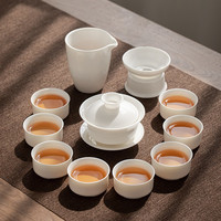 苏氏陶瓷(SUSHI CERAMICS)茶具套装中国白羊脂玉陶瓷功夫茶杯德化白瓷泡茶盖碗高档礼盒装
