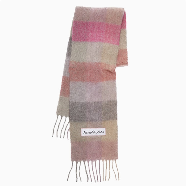 88VIP：Acne Studios 男女同款羊驼毛大格纹彩虹围巾 CA0084