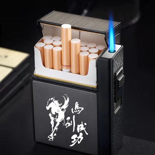 顶辉 创意一体充气防风打火机 20支装便携金属盒 马到成功