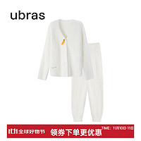 Ubras 兔绒绒开襟长袖家居服套装家居裙厚款女睡衣冬季 纯白色 M