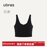 Ubras 24年V领美背低强度运动背心文胸罩无钢圈运动内衣女 黑色 L