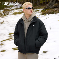 FILA 斐乐 FUSION斐乐潮牌羽绒服男2024冬季时尚保暖宽松立领外套 正黑色-BK 170/92A/