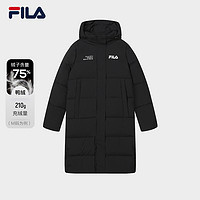 FILA 斐乐 女子羽绒服秋冬加厚连帽拉链长款防泼水防污保暖外套女