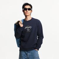 秋冬男士卫衣舒适潮流时尚百搭胸前做旧印花字母装饰加绒卫衣男装