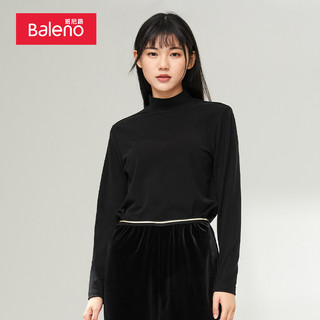 班尼路秋冬休闲简约港风纯色半高领长袖女修身柔软抗菌t恤