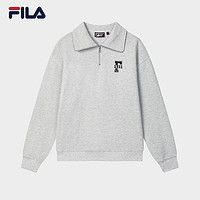 FILA 斐乐 套头男卫衣2024秋季新款情侣装宽松休闲复古翻领女上衣