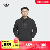 adidas 阿迪达斯 宽松运动连帽卫衣套头衫男装冬季新款阿迪达斯官方三叶草 黑色 L