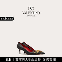 华伦天奴VALENTINO[礼物]女士 VLOGO SIGNATURE 高跟鞋凉鞋 黑色 38 （尺码偏大）
