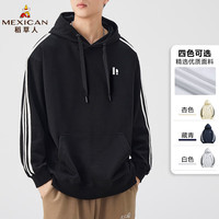 稻草人(MEXICAN)长袖卫衣男春秋宽松休闲连帽长袖卫衣外套XY 黑色 XL