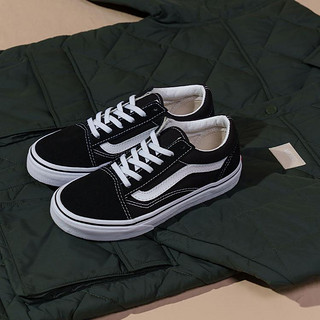 VANS 范斯 官方 Old Skool黑色中大童板鞋运动鞋