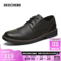 斯凯奇(Skechers)男鞋软底商务休闲皮鞋防滑德比鞋66438 全黑色/BBK 39.5