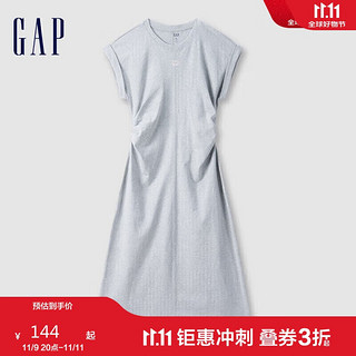 Gap 盖璞 女装2024初秋新款logo抽褶收腰无袖连衣裙简约气质长裙680442