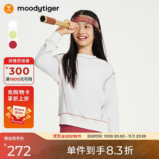 moodytiger 女童卫衣高弹透气24年秋新品儿童卫衣童装运动衣柔软印花针织上衣