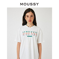 MOUSSY 摩西 秋季新品炫彩LOGO刺绣短袖T恤010GAS30-5150