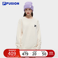 FILA 斐乐 FUSION斐乐潮牌款针织套头衫冬季时尚加绒卫衣 麦乳色-BG 175/96A/L