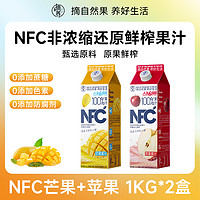 摘养 NFC纯果汁儿童饮料芒果汁整箱鲜榨水果原浆1kg*2盒家庭装火2