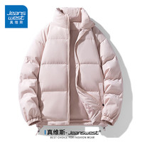 真维斯(Jeanswest)棉服男女冬季加厚立领面包棉绒衣服外套袄子男装简约百搭保暖 粉色 纯色 L
