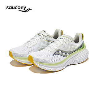 saucony 索康尼 GUIDE向导17减震软底支撑慢跑训练鞋24年轻便运动鞋女 白绿110 38