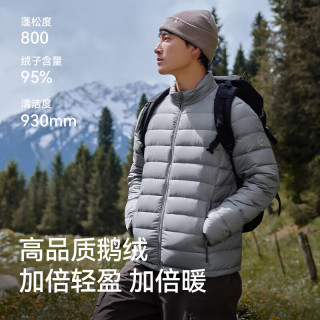 伯希和 羽绒服男女24秋冬户外轻薄800蓬鹅绒防风保暖立领外套 男款|曜石黑 L