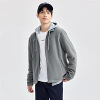2024年秋冬纯色立领宽松百搭摇粒绒针织男士休闲运动外套上衣
