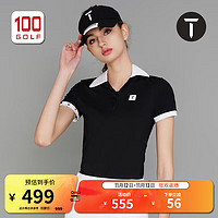 EUROPEAN TOUR 欧巡赛高尔夫服装女装23新品夏季时尚拉链翻领女T恤 黑色 XS