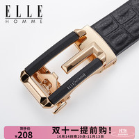 ELLE HOMME法国品牌皮带男真皮男士自动扣腰带鳄鱼纹裤送爸爸男朋友 902030百搭金色【蓝色礼盒】 110cm （150斤以内适用，可修剪）