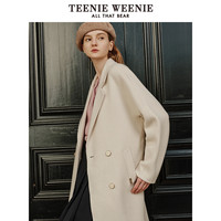 TeenieWeenie小熊奥莱秋冬中长款绵羊毛混纺保暖毛呢大衣外套女