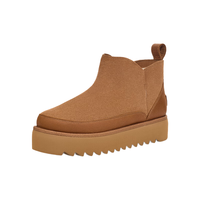 UGG 女士时尚舒适纯色厚底圆头保暖休闲雪地靴 1166753 栗色 37