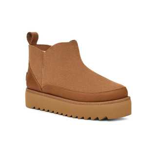 UGG 女士时尚舒适纯色厚底圆头保暖休闲雪地靴 1166753 栗色 37